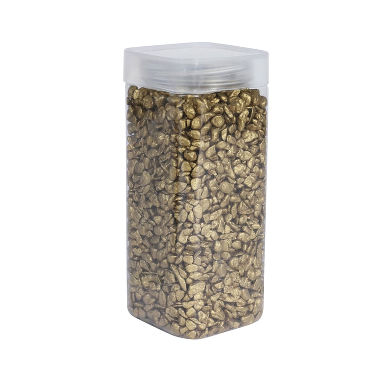 Gold Pebbles - 4-6mm Decorative Stones in 900gr Square Jar