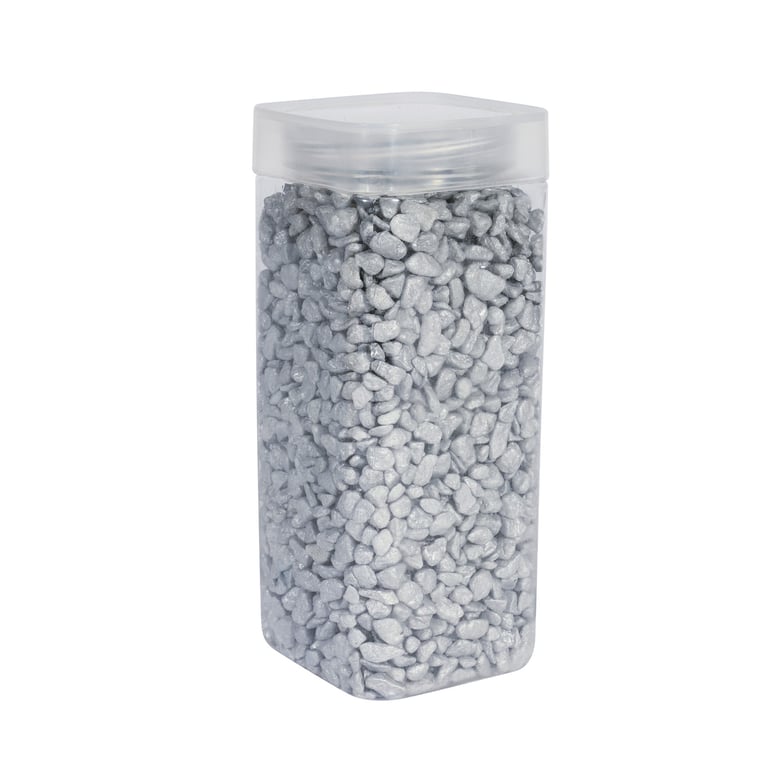 Silver Pebbles 4-6mm Square Jar Home Decor Garden Decoration Stones
