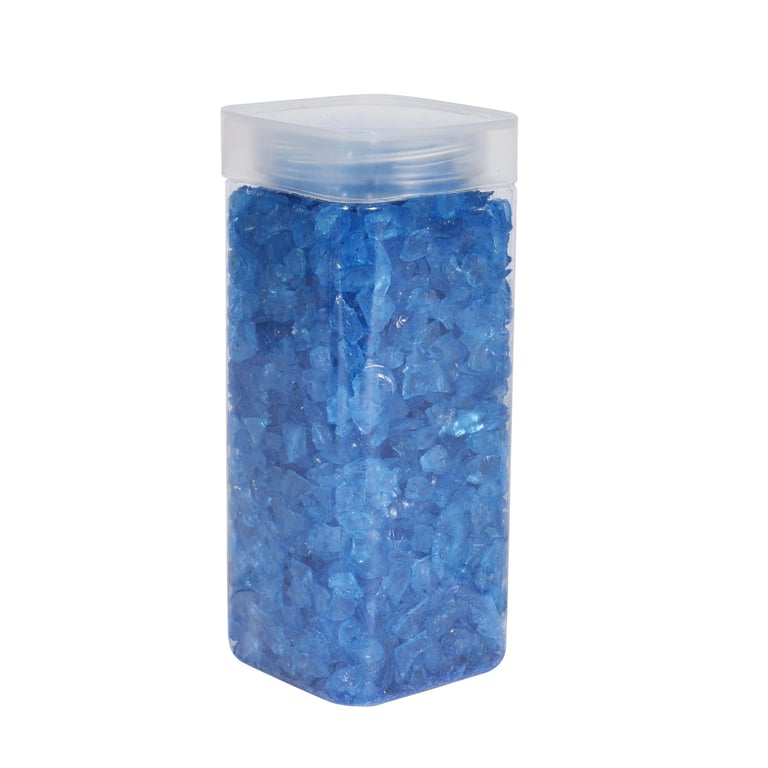 Blue Glass Pebbles - 5-8mm Aquarium Gravel & Beach Decorations (750g) for Home & Garden Landscaping Stones