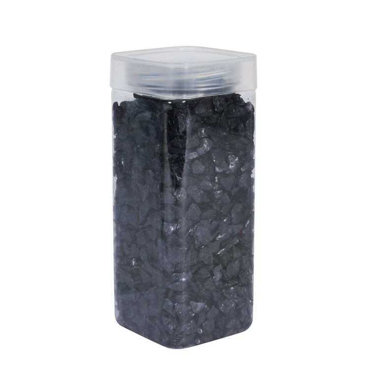 Black Glass Pebbles - Decorative Stones for Home & Garden (750g)
