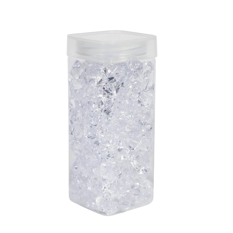 Large Clear Acrylic Stones in Square Jar - Home Decor and Accent Decoration