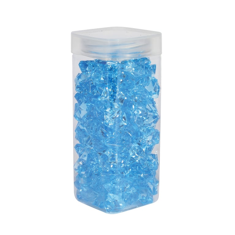 Large Light Blue Acrylic Stones - Square Jar Home Decor Accent Weights (300gr)