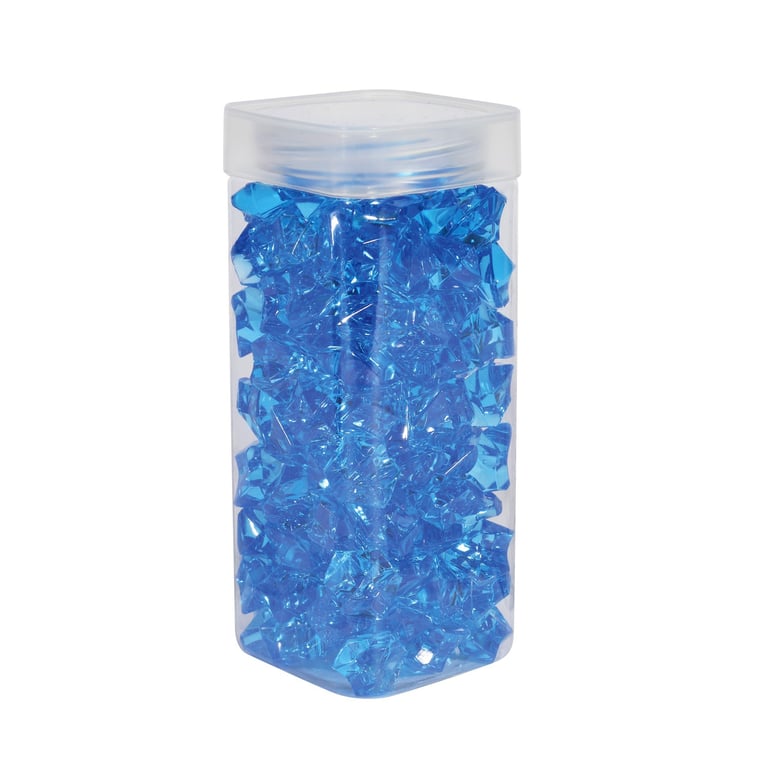 Large Blue Acrylic Stones Square Jar Home Decor Craft Supplies