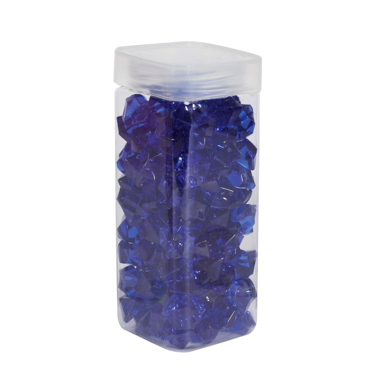 Large Dark Blue Acrylic Stones in 300gr Square Jar - Home Decor and Craft Supply