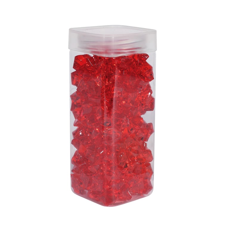 Large Red Acrylic Stones - Decorative Stones for Home Decor and Craft Supplies in Square Box (300g)