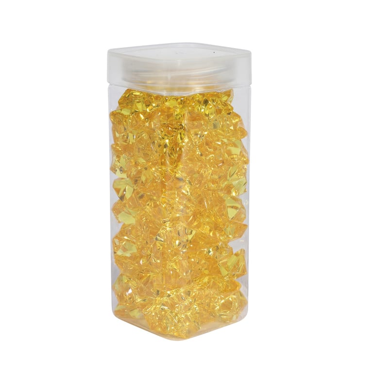 Large Yellow Acrylic Stones - Decorative Stones in Square Jar for Home Decor and Crafting
