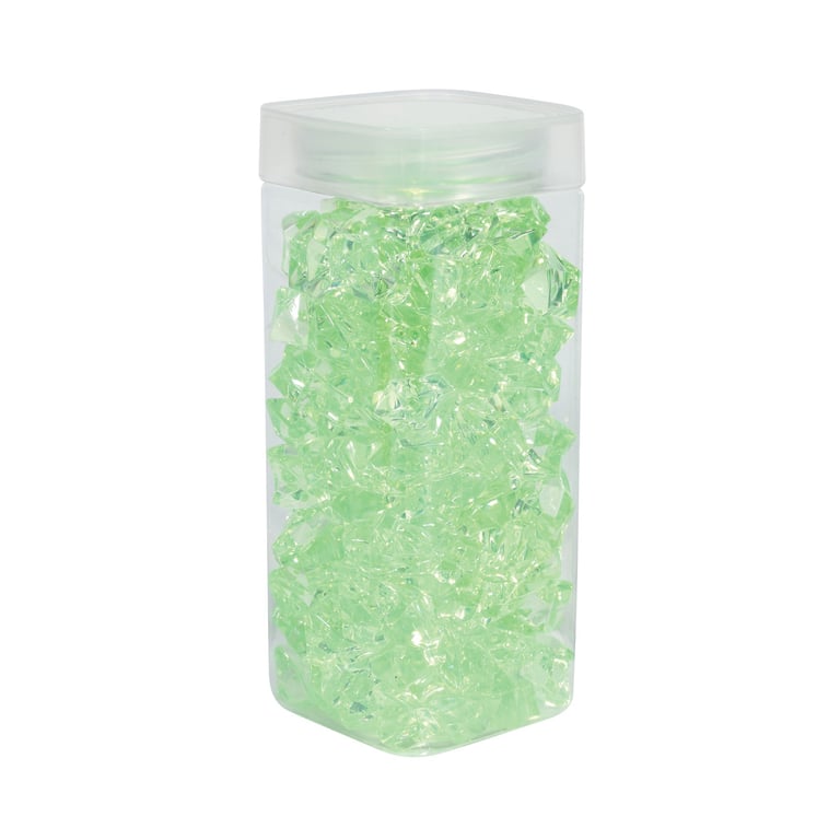 Large Light Green Acrylic Stones in Square Jar - Home Decor Accents for Interior Design