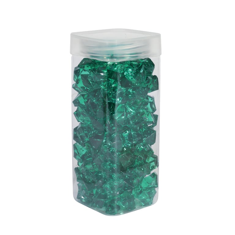Large Dark Green Acrylic Stones in Square Jar - Home Decor and Garden Decoration Supplies