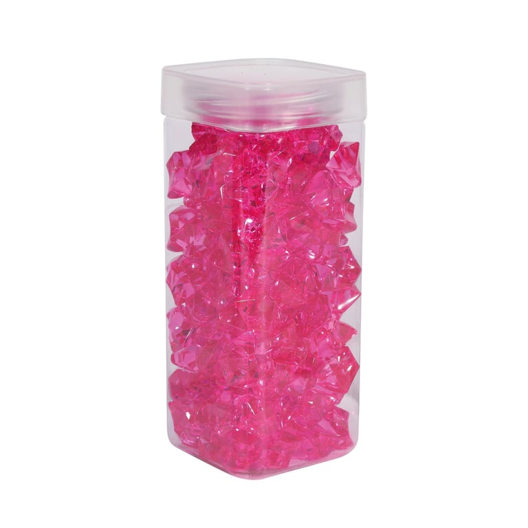 Large Fuchsia Acrylic Stone Decorative Jar - 300gr Square Glass Container for Home Decor