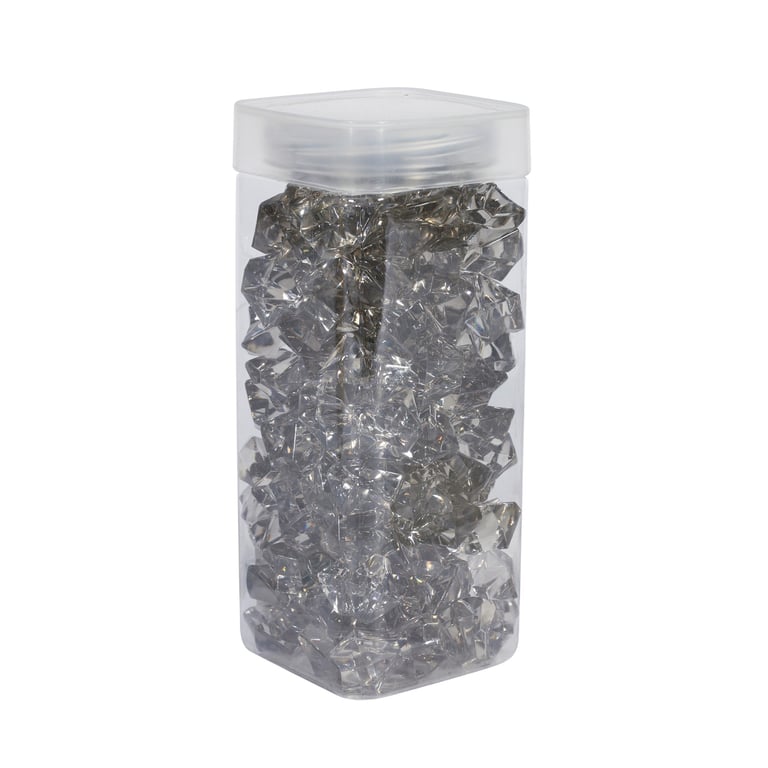 Large Light Grey Acrylic Stone Home Decor Item - 300gr Square Jar Filler