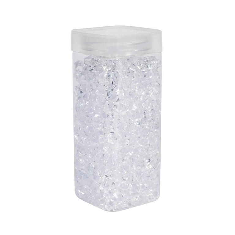 Clear Acrylic Stone Decorative Accent - 320g in Clear Square Jar Home Decor
