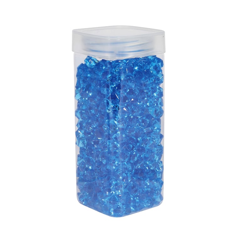 320gr Small Blue Acrylic Stone in Square Jar - Decorative Home Accent