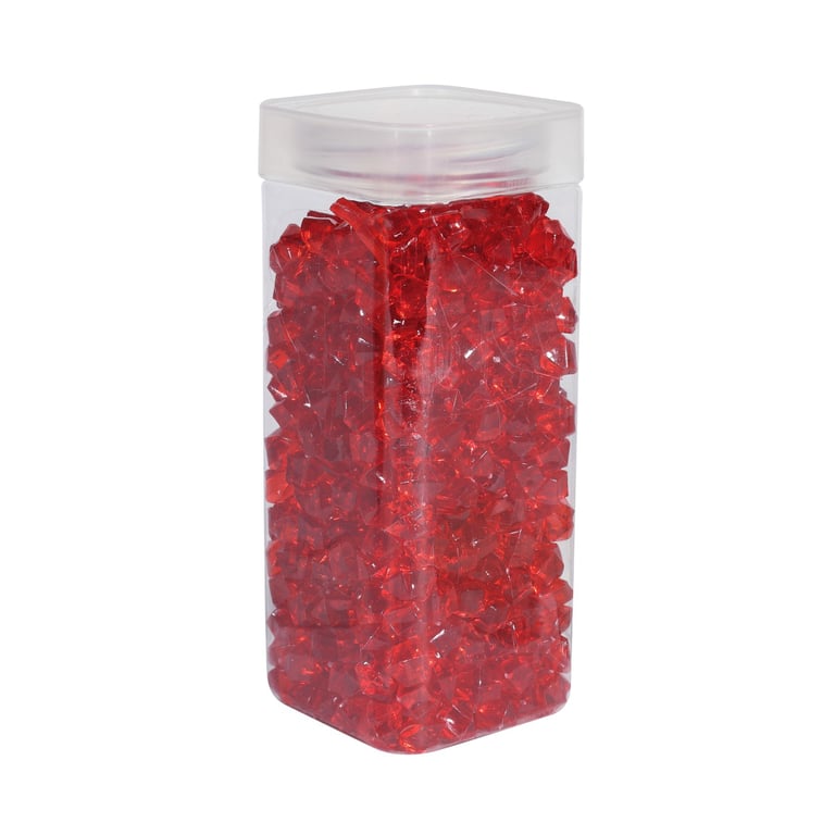 Small Red Acrylic Stones Set - Home Decor Craft Supplies in Square Box Packing (320gr)