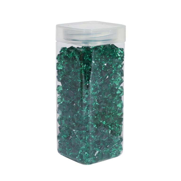 Dark Green Acrylic Stone in Small Square Jar - Home Decor Accent Decoration
