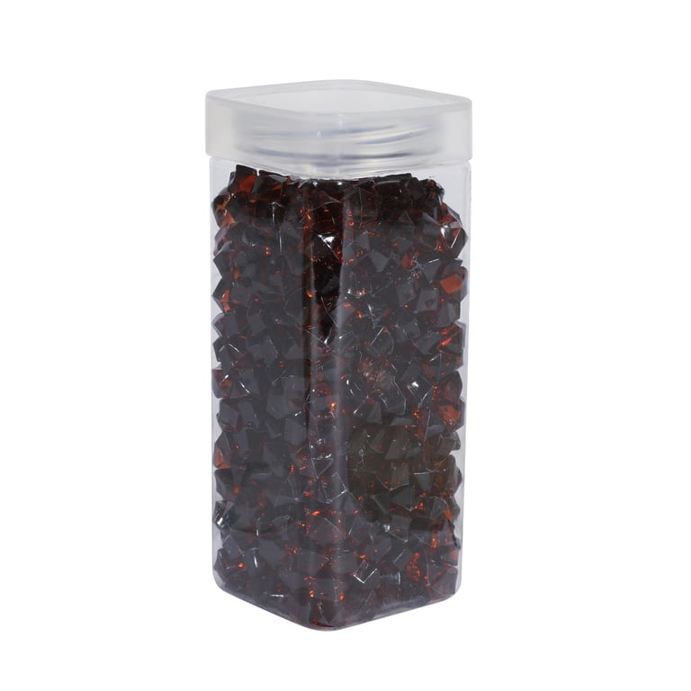 Small Dark Amber Acrylic Stone Artisanal Decorative Accent - 320g Square Jar Home Decor