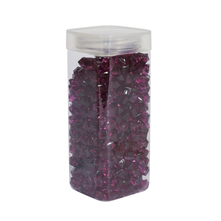Dark Purple Acrylic Stone in Small Square Jar - Home Decor Ornamental Accent