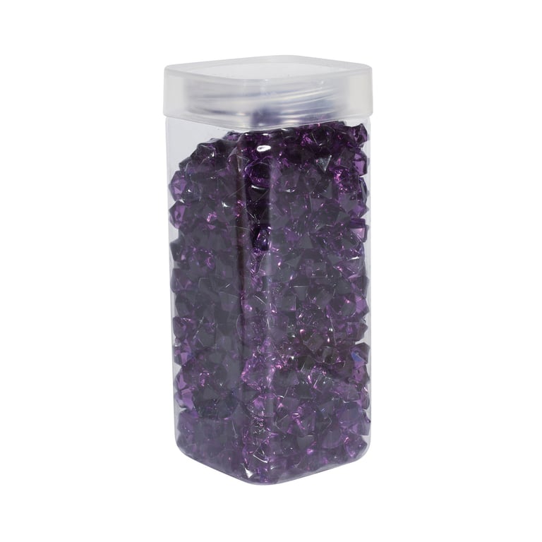 Purple Acrylic Stone in Square Decorative Jar (320gr) - Small Home Decoration Accent