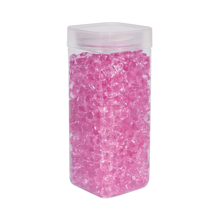 Pink Acrylic Stones in Square Jar - 320g Home Decor Embellishments