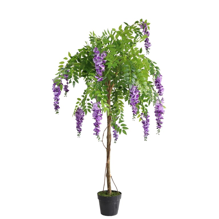 Artificial Purple Wisteria Tree - 140cm Indoor Decoration with Realistic Flowers and Leaves, Perfect for Home Garden Decor