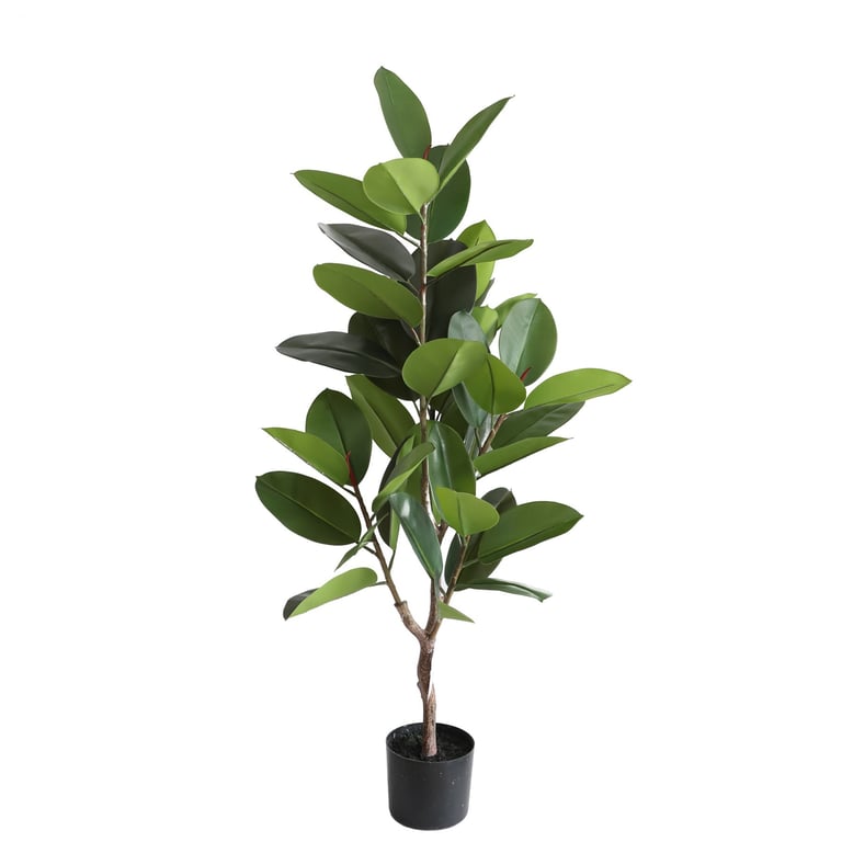 Large Artificial Rubber Plant - 130cm Indoor Home Decor Fake Rubber Plant