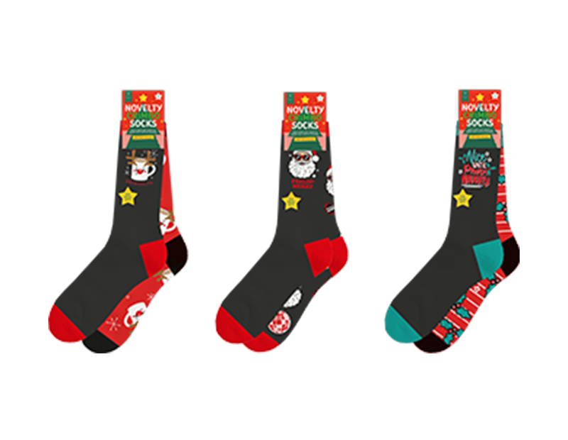 Mens Novelty Christmas Cotton Rich Socks 2pk - Holiday Gift for Men