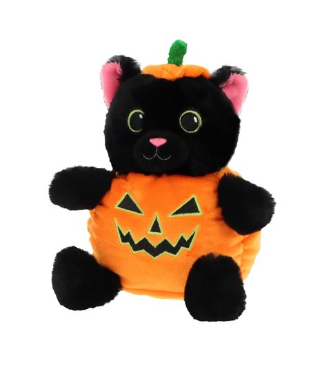 16cm Keeleco Plush Cat & Bat Costume in Pumpkin Outfit - Halloween Costume for Kids