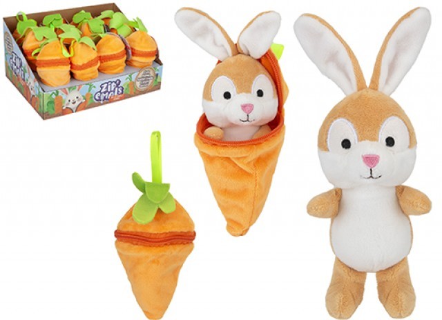 14cm Plush Rabbit Toy - Soft Bunny in Carrot Home Decor Stuffed Animal