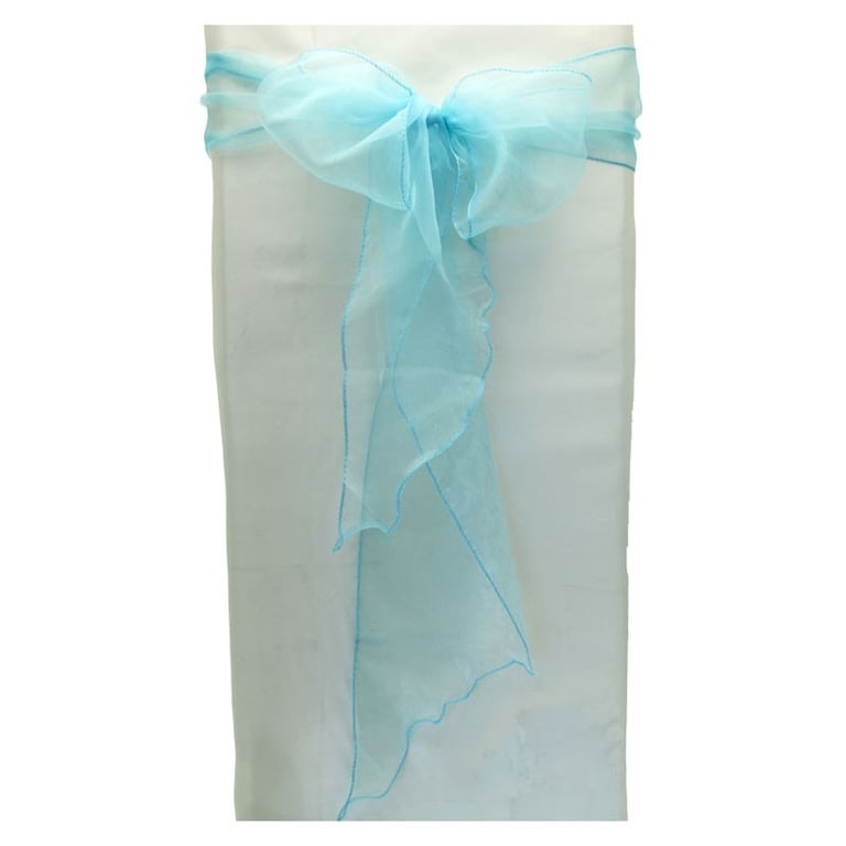 Turquoise Organza Chair Sash Pack - Elegant Wedding and Home Decor Accents