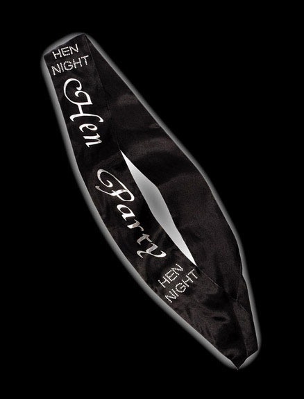 Diamantes Hen Party Black Sash - Formal Bridal Shower Accessory