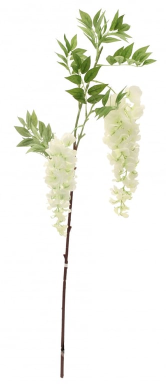 Two Head Wisteria White 90cm Artificial Flower Stem for Home Decor and Floral Arrangements