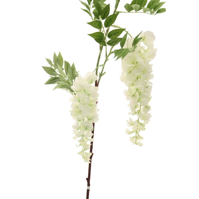 Two Head Wisteria White 90cm Artificial Flower Stem for Home Decor and Floral Arrangements