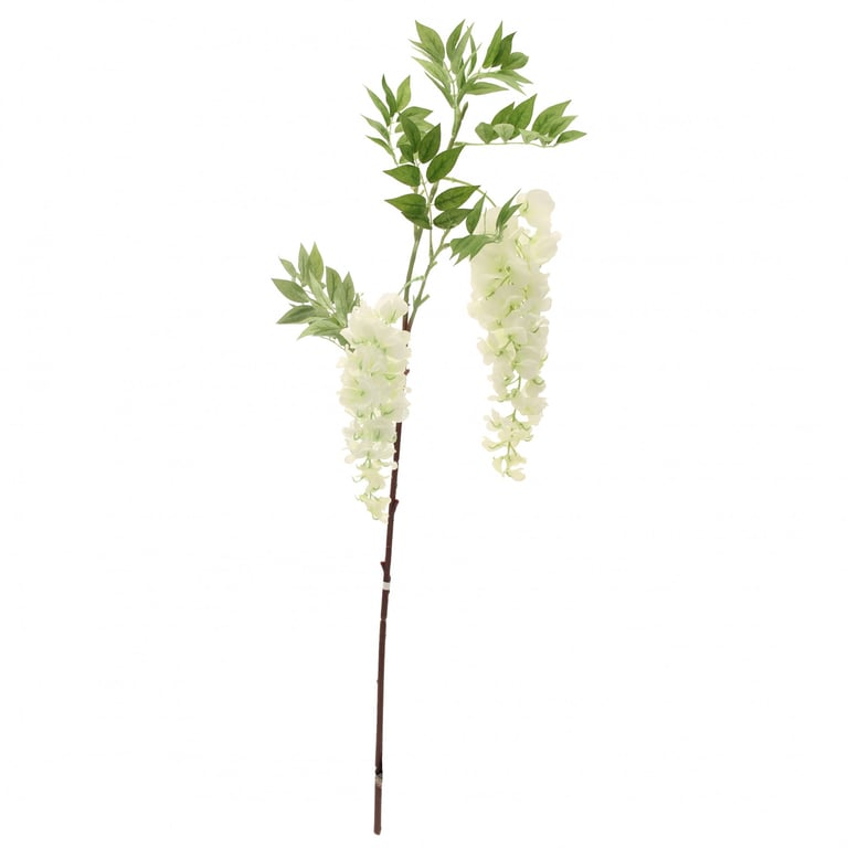 Two Head Wisteria White 90cm Artificial Flower Stem for Home Decor and Floral Arrangements