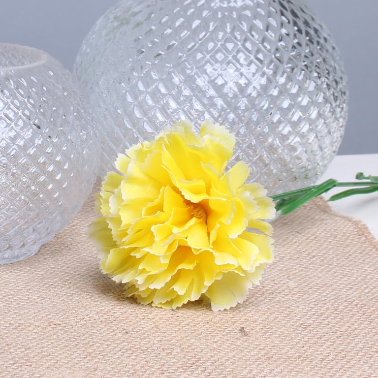 Yellow Single Carnation - 12 Stems Home Decor Flowers and Bouquet Arrangement