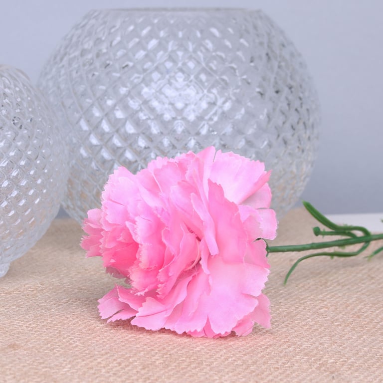 Pink Carnation Single Stem Floral Bouquet - 12 Stems for Home Decor