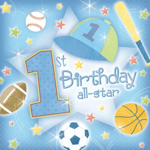 First Birthday All Star Luncheon Napkins - Pack of 36, Perfect for Kids Party Supplies and Toddler Celebrations