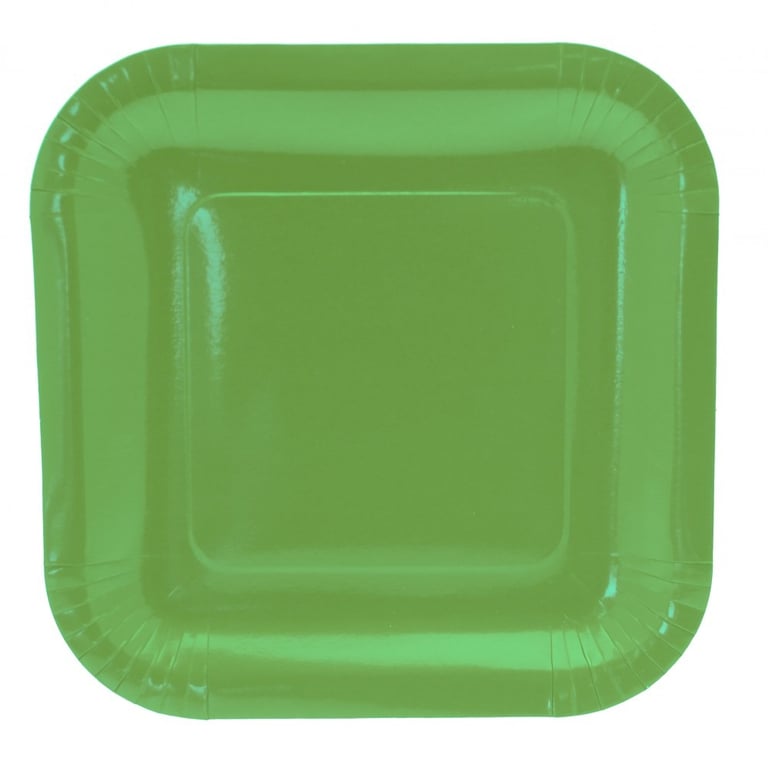 9 Inch Lime Green Square Paper Plates - Disposable Party Supplies Pack of 8