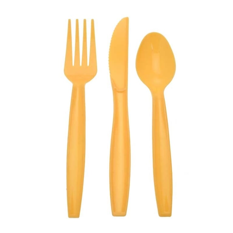 Yellow Assorted 18 Piece Cutlery Set - Complete Kitchen Utensils and Dining Tableware Set