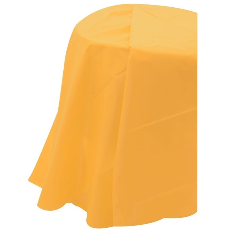 Yellow Round Plastic Table Cover - 84 Inch, Waterproof Outdoor Home Decor Protection
