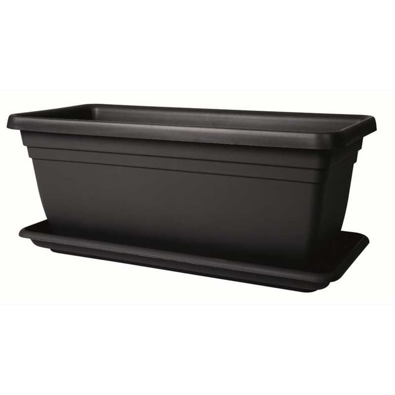Stewart 80cm Deep Black Garden Trough - Outdoor Home Plant Container