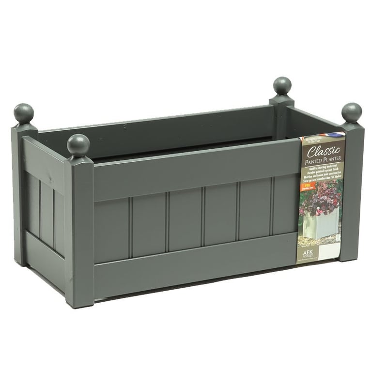 AFK Classic Charcoal Painted 66cm Garden Storage Trough - Perfect Home Decor and Outdoor Solution