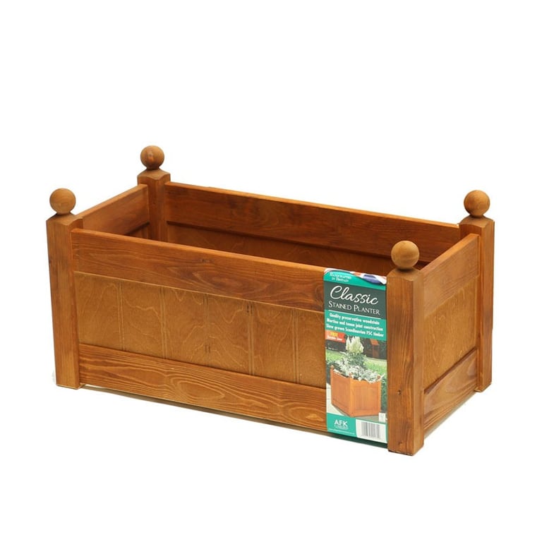 AFK Classic Trough - Beech Stain 66cm Vintage Home Garden Decoration Planter