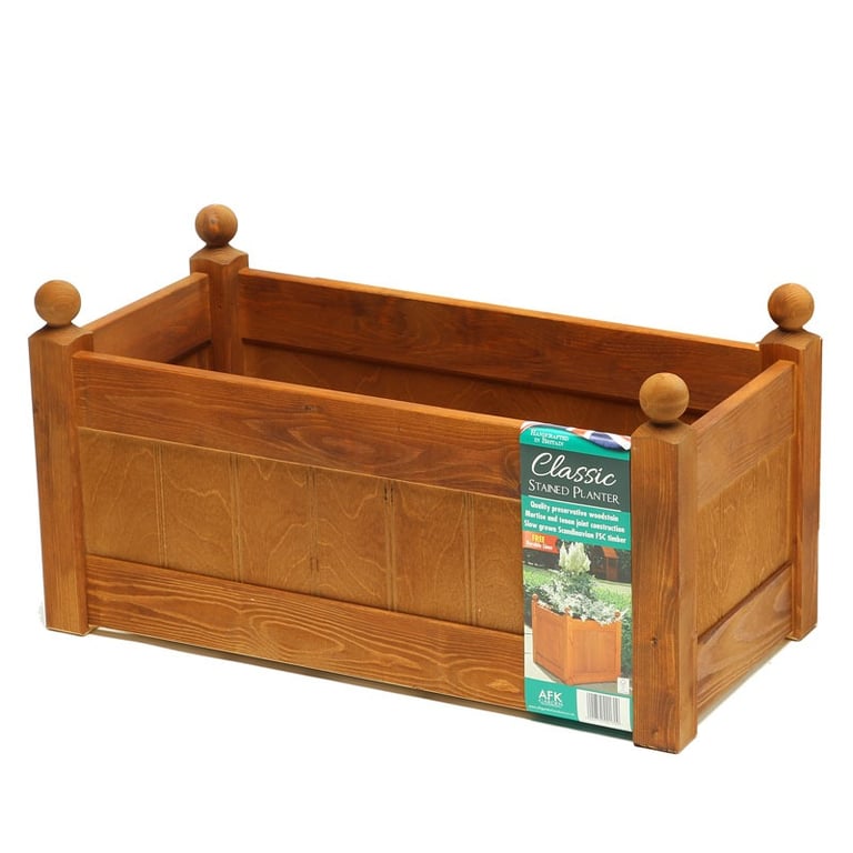 Beech Wood Large Classic Trough - Rustic Garden Storage Bin