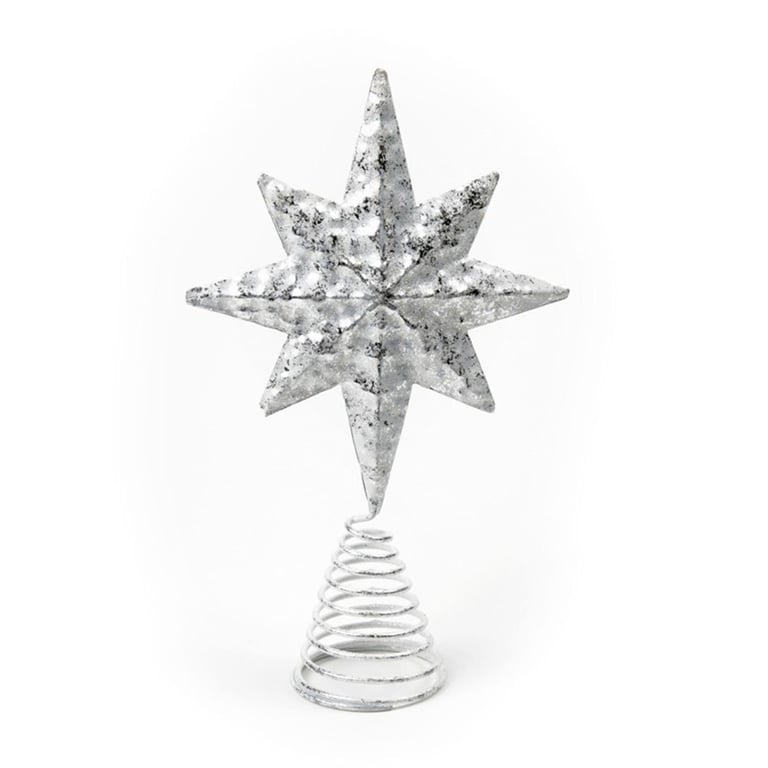 Silver Star Tree Topper - Elegant Christmas Decoration for Home Decor
