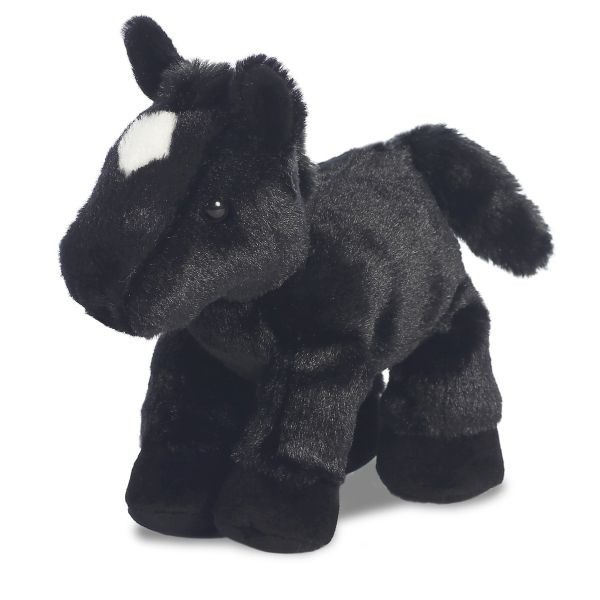 Mini Flopsie 8inch Black Horse Equestrian Slippers with Riding Protection and Care