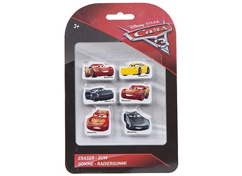 Cars 3 Blister Card Eraser Set - 6 Piece Art Supply Kit