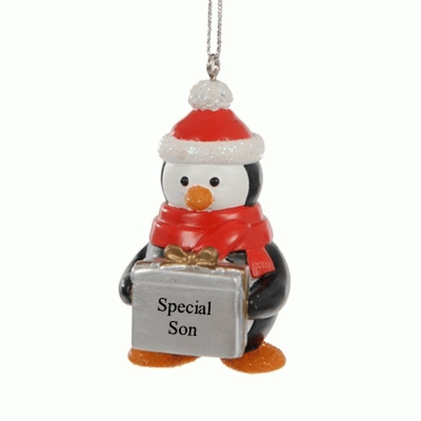 Penguin Personalised Christmas Tree Decoration Special Son by Suki Gifts - Unique Home Decor Gift