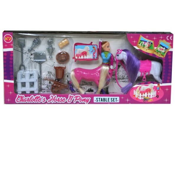 Charlotte s Equestrian Horse Stable Set - Equine Furniture and Pony Enclosure for Home Decor