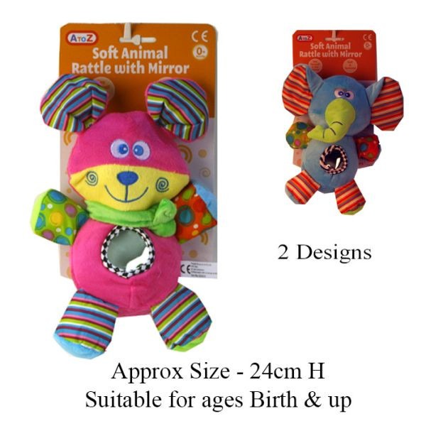 Soft Animal Decorations with Mirror - 2 Assorted Designs for Home Accents