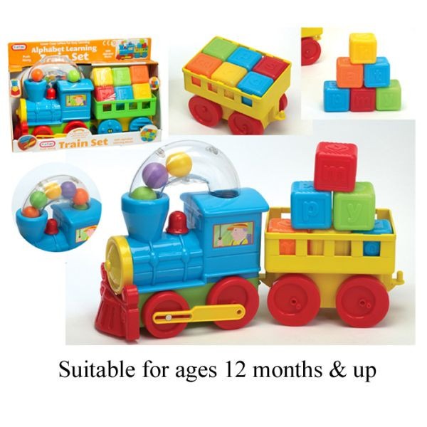 Train Set with Trailer and Building Blocks for Kids