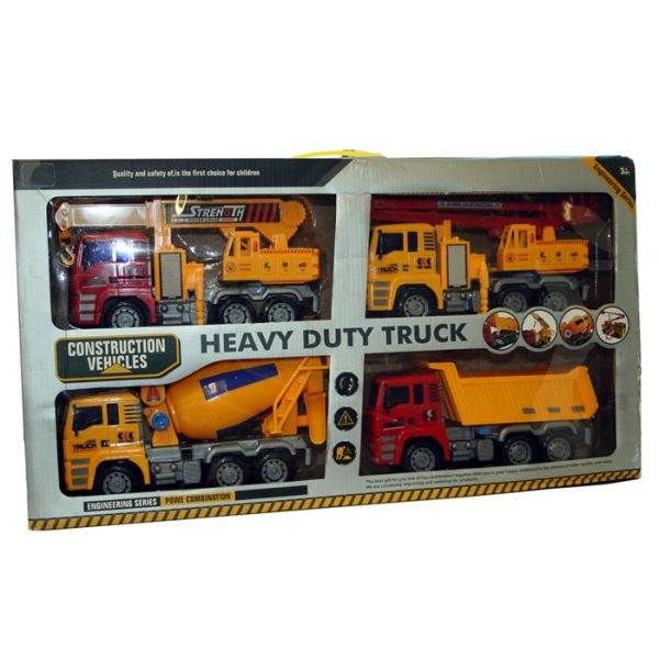 AtoZ Toys 4-Piece Children s Toy Truck Set - Colorful Vehicles for Kids